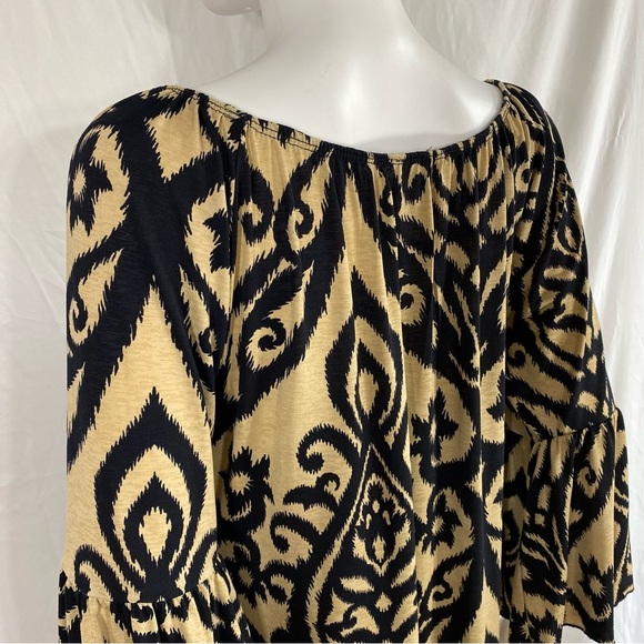 Pink Coconut Damask Print Bell Sleeve Tunic Leggings Top - Picture 4 of 7